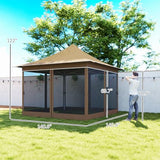 Outsunny 12 x 12 ft. Pop Up Canopy Tent with Mesh Netting, UPF50+ Instant Sun Shelter with Carry Bag, Height Adjustable Party Tent Instant Event Shelter for Garden, Patio, Beige Outsunny