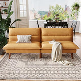 LINSY Futon Sofa Bed - 71 Inch Corduroy Futon Couch with Adjustable Backrest Convertible Folding Futons Sofa Couches for Small Spaces Living Rooms Apartment Office (Yellow) LINSY