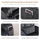 SAMERY Power Recliner Chair with Massage and Heat, Zero Wall Hugger Recliners Sofa Chair for Small Spaces, Theater Seating RV Sofa with LED Surround Lighting/USB/Cup Holders, Velvet, Charcoal
