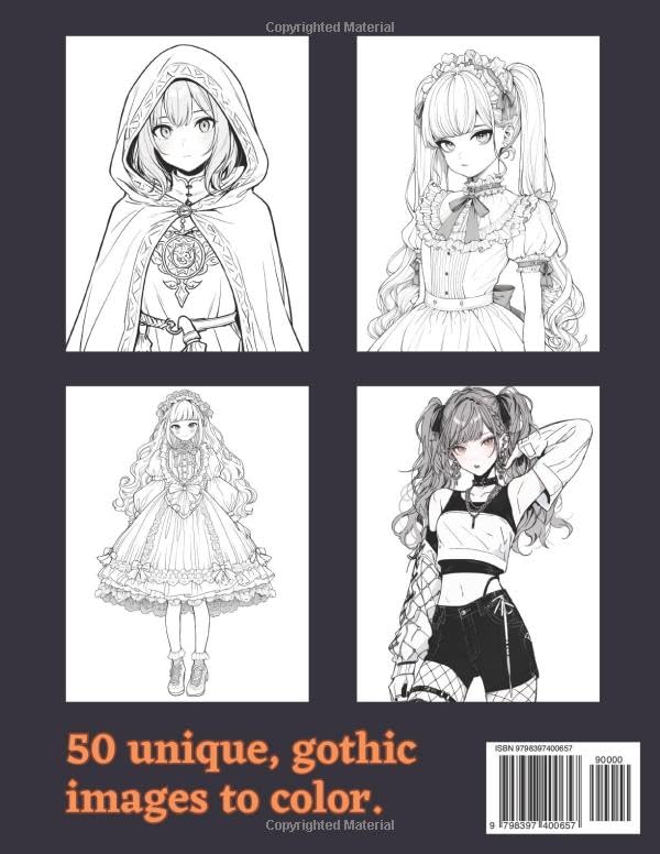 Gothic Anime Girls Coloring Book: Goth Girls to Color For Teens & Adults (Anime Coloring Book) Majosta