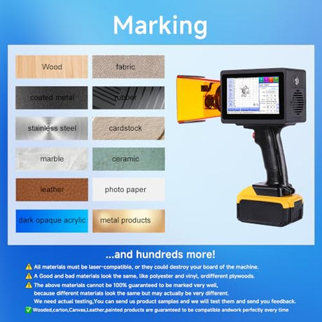 PEKOKO 10W Portable Laser Marking Machine L4Ultra Laser Marker Engraving Machine for Marking on Metal,Plastic,Carton,Leather,Wood,Silcone,Canvas,Glass,Rubber,Stainless Steel PEKOKO