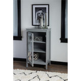 Linon Betty Small Wood Cabinet with a Glass Paneled Door and 3 Shelves in Gray Linon