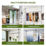 SUNALLY Room Divider Curtain Rod, No Drilling 4-10ft(H) 28-140inch(W) Adjustable Privacy Wall Divider for Room Separation, Heavy Duty Temporary Partition Space Separator Tension Rods, Black SUNALLY