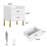 Vabches Nightstand Set of 2 with Built-in Charging Station, White Mid Century Modern Nightstand for Bedroom, Stylish End Tables for Lamps, Books Vabches