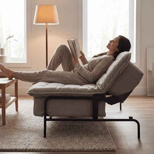 LeTinn 3-in-1 Convertible Sofa Bed, 78.7” Full Size Sleeper Futon with Linen Fabric & Metal Frame - Adjustable Backrest for Living Room, Small Space, Studio Apartment & Guest Room (Grey) Generic