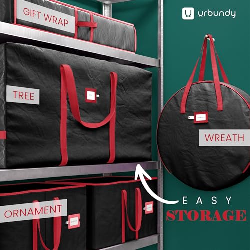 URBUNDY Heavy Duty Christmas Tree Storage Bag 7.5 Ft - Christmas Tree Bag Black - Tree Bags For Storage - Xmas Tree Storage Bag Holds 7.5 Ft Christmas Tree Bag For All Year Round Christmas Storage URBUNDY