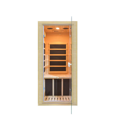 Far Infrared Home Sauna Mini Indoor Dry Personal Sauna Room,Hemlock Wood Sauna,with 1200W 5 Heating Panels, Heating Machine Equipment for Home Workout Yoga,Choice for Mum Wife Sister Family