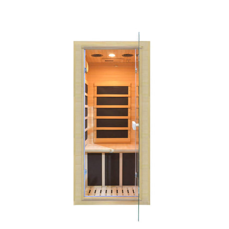 Far Infrared Home Sauna Mini Indoor Dry Personal Sauna Room,Hemlock Wood Sauna,with 1200W 5 Heating Panels, Heating Machine Equipment for Home Workout Yoga,Choice for Mum Wife Sister Family Homsido