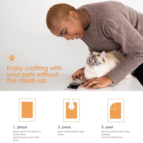 Pearhead Paw Print Clean Touch Ink Pad Kit for Dogs and Cats, Pet Owner Keepsake, DIY Inkless Paw and Nose Print Impression Set, Small/Medium