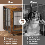 EasyCom Large Dog Crate Furniture, 41.33" Extra Large Dog Kennel Indoor with Top-Access Teasing/Feeding Door, Spacious Dog Crates for Large Dogs, Furniture-Style Dog Cage with Wheels Dog Crate Table EasyCom