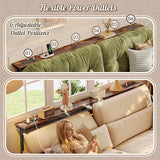 Huuger 78.7 Inch Behind Couch Table with Power Outlets, 23.9’’-34.4’’ Height Adjustable Range, Sofa Tables Narrow Long with USB-C Ports, Skinny Console Table, for Small Spaces, Rustic Brown Huuger
