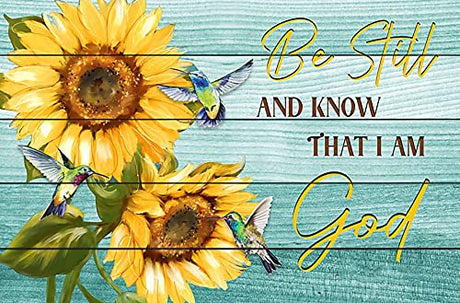 Bysincy 5D DIY Diamond Painting Kits for Adults Sunflower 12x16inch,Round Full Drill Resin Beads Diamond Art Dots Craft Set,Be Still and Know That I Am God Bysincy