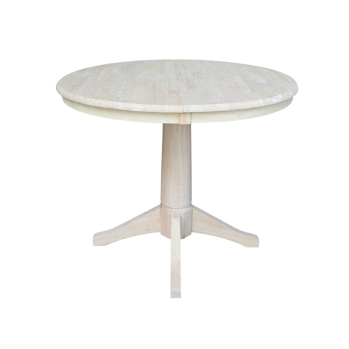 International Concepts 36" Round Top Pedestal Table with 12" Leaf-34.9" H-Dining or Counter Height, Unfinished IC International Concepts