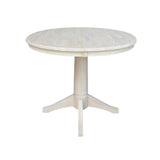International Concepts 36" Round Top Pedestal Table with 12" Leaf-34.9" H-Dining or Counter Height, Unfinished IC International Concepts