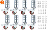 QWORK Storage Rack Caster Wheels, 8 Pack 3" Heavy Duty 500 lb. Max Total Capacity Storage Shelf Accessories, Fit for Boltless Self Locking Shelving Racks QWORK