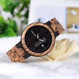 BOBO BIRD Mens Wooden Watch Analog Quartz with Week Display Lightweight Handmade Wood Wrist Watch for Men (Black Dial) BOBO BIRD