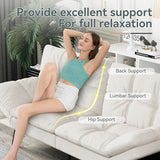 AMICLIBER Futon Sofa Bed Convertible Couch, White Faux Leather Sofa Bed with Memory Foam, Adjustable Backrest & Armrests, Multifunctional Small Loveseat Sleeper Sofa for Living Room, Apartment, Office AMICLIBER
