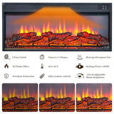 34" Recessed Electric Fireplace, Low Noise, Remote Control with Timer, Touch Screen, 750-1500W, with LED Light Strip ENOUSHU