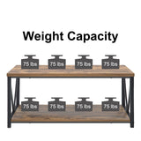 EXCEFUR Modern Coffee Table, Industrial Metal and Wood Living Room Table with Storage Shelf, Rustic Brown EXCEFUR