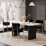 RGZ Modern Oval Dining Table Set for 4, 5 Piece Dining Table and Chairs Set with Faux Marble Kitchen Table & 4 Black Gold Upholstered Boucle Chairs, Dining Table for Dining Room, Kitchen, Living Room RGZ