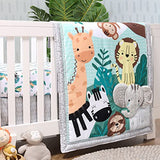 The Peanutshell 3 Piece Baby Crib Bedding Set for Boys & Girls - Newborn, Infant & Toddler Nursery Bed Set Decor with Fitted Crib Sheet, Dust Ruffle, Crib Comforter - Safari Adventures The Peanutshell