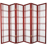 Red Lantern 6 ft. Tall Double Cross Bamboo Tree Shoji Screen - Rosewood - 6 Panels Red Lantern