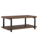 FOLUBAN Modern Coffee Table with Storage Shelf, Rustic Wood Center Table for Living Room, Walnut FOLUBAN