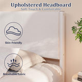 Twin Floating Bed Frame with Headboard,Twin Size Floating Bed Frame with LED Lights & USB Charging Station,Metal Platform Bed with Strong Slats Support,No Box Spring Needed,Easy Assembly,White JUISSANO