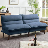 Chireca 72" Futon Sofa Bed, Convertible Futon Couch with Adjustable Backrest, Modern Corduroy Sleeper Sofa for Small Spaces, Living Room, Office, Blue Chireca