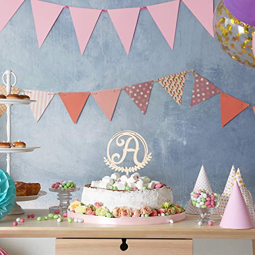 LINGTEER Personalized Inital Letter A Wooden Cake Topper Perfect for Birthday Rustic Wedding Anniversary Party Keepsake Decoration LINGTEER