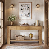 Tribesigns Console Table with 3 Drawers, 67-Inch Long Sofa Table Behind The Couch with Storage Shelf, Narrow Farmhouse Entryway Furniture for Living Room, Hallway, Foyer, Brown Tribesigns