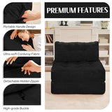 HABUTWAY Folding Sofa Bed, Convertible Sleeper Chair Bed w/Dual-Pillow & Handle, Foldable Floor Sofa Lounge w/Back Support for Living Room, Bedroom, Apartment, Office, Single, Black HABUTWAY