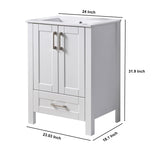 Wenore Home 24 Inch Bathroom Vanity with Sink, Small Bathroom Vanity Sink Set, White Bathroom Vanity Cabinet Combo, Modern Bath Vanity with Single Hole Ceramic Sink Wenore Home