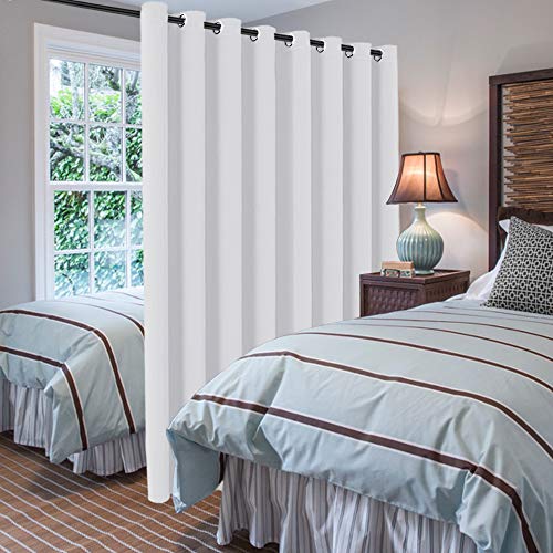H.VERSAILTEX Patio White Curtains 100x84 Inches for Sliding Door Extral Wide Blackout Curtain Panels Thermal Insulated Room Divider - Grommet Top, 7' Tall by 8.5' Wide H.VERSAILTEX