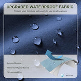 Grezone Patio Furniture Set,7 Piece Patio Furniture Set with Fire Pit Table,PE Wicker Rattan Sectional Sofa Patio Conversation Set with Thickened Cushions, Blue Grezone