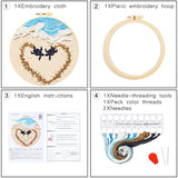 Crafmanoe Beach Embroidery Kits for Beginners Adults, Coastal Stamped Cross Stitch Kits for Beginners Adults, Hand Embroidery Needlepoint Starter Kits, Valentine's Day Gift for Women (Video Tutorial)