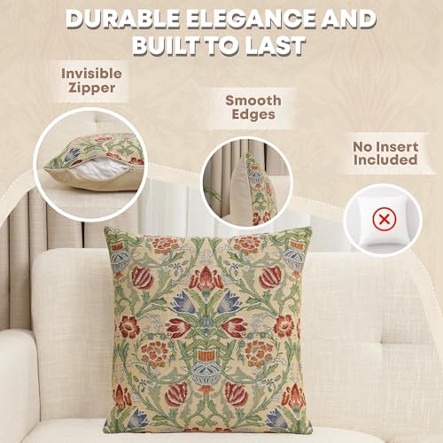 Charlotte Home Furnishings Throw Pillow Covers 16x16 in Single Stem Decorative Couch Pillow Cover Boho Decor European Tapestry Cushion Cases Living Room Cozy Home Decor Jacquard Woven Soft Cotton C Charlotte Home Furnishings Inc