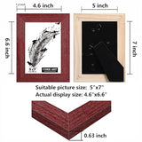 CORE ART 5x7 Picture Frame, Handmade Wood Rustic Red Photo Frame Set of 2, High Definition Semi-tempered Glass Wall or Tabletop Display CORE ART