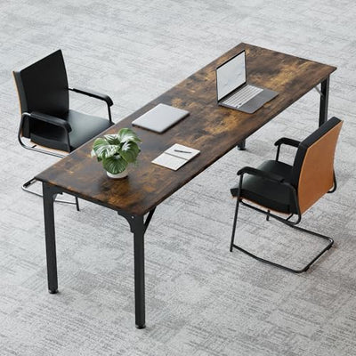 LayBurst 6.5ft Conference Table with Flexible Configuration,Conference Room Table with Adjustable Footpads,Stable Structure,Large Rectangle Seminar Table for 4-22Person (1, Brown)