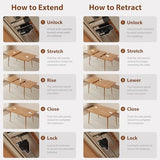 Muwuele Solid Wood Extendable Dining Table for 4-8 People with Seamless Extension from 47.2 to 63 Inches, Easy Assembly, Expandable Tables for Small Spaces, Dining Room, Kitchen, Living Room, Natural Muwuele