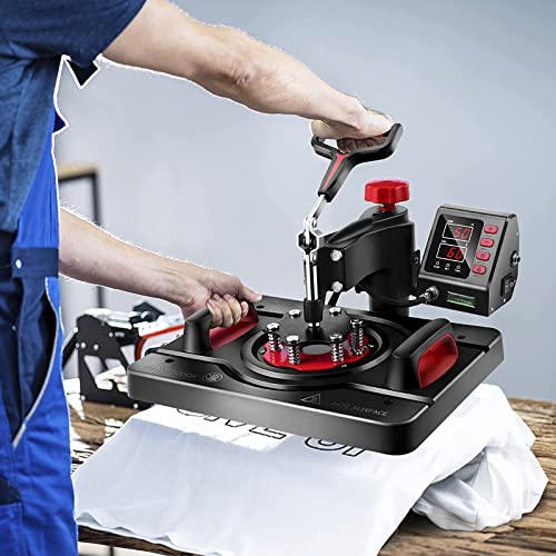 Heat Press, 8 in 1 Heat Press Machine 38x38cm/15x15 inch, 360° Swing Away Digital T Shirt Pressing Machine, Multifunction Heat Transfer Sublimation Combo for T Shirts Mugs Hat Plate Cap WoodArtSupply