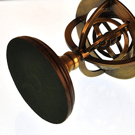 5" Nautical Brass Armillary Sphere World Globe Rosewood Base Table Decor Gift Nautical Replica Hub