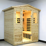 Kanlanth Outdoor Infrared Sauna with Red Light Therapy, 4 Person 2050watt Canadian Hemlock Wood Personal Sauna Room for Indoor Home, with Blue-Tooth, 4 Chromo Therapy Lighting, Control, Cup Holder Kanlanth