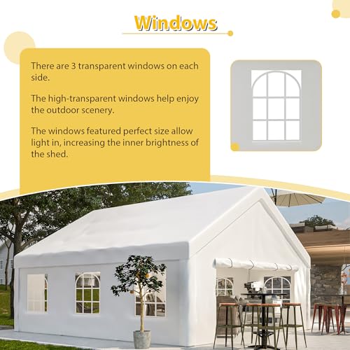 KEIKI 20x20ft Party Tent Heavy Duty, Outdoor Canopy Tent Carport Wedding Event Shelter BBQ Wedding Tents for Parties with Storage Bags & Removable Sidewall for Parties Carport Camping Garden Patio KEIKI