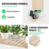 VIVOSUN Elevated Wooden Raised Garden Bed, 46 x 24 x 32 Inches, Mobile Outdoor Planter Box with Storage Shelf and Protective Liner for Outdoor Use, with Lockable Wheels VIVOSUN