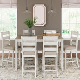 Signature Design by Ashley Skempton Modern Farmhouse Counter Height Dining Table and Upholstered Bar Stools, Set of 7, White & Light Brown Signature Design by Ashley