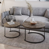 Lavish Home Round Coffee Table Set - 2-Piece Nesting Tables to Use Together or Separately - Modern Farmhouse Style (Gray-Brown) Lavish Home