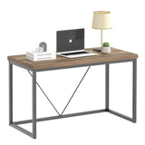 FOLUBAN Modern Home Office Desk, Rustic Wood and Metal Computer Desk, Industrial Study Writing Gaming Table Workstation, Vintage Laptop PC Desk, Oak 47 Inch FOLUBAN