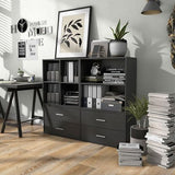 Homes: Inside + Out Apexa 2-Tier Cube Storage Organizer Shelves, Stackable Wood Bookcase Fits Cubby Bins for Organization, Dorm Teen Room Decor & Home Office, Black HOMES: INSIDE + OUT