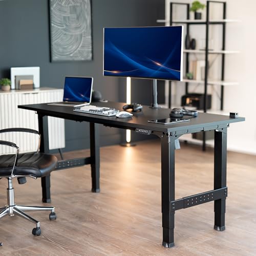 VIVO Premium Electric 4-Leg Dual Motor Standing Desk Frame for Table Tops up to 107 x 53 inches and 330 lbs, Memory Controller Height Adjustment, Frame Only, Black, DESK-E-P4B VIVO